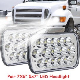 BRICOLOGHT Pair 7X6" 5x7" LED Headlight for Ford Super Duty Truck F550 F650 F750 F600 F700