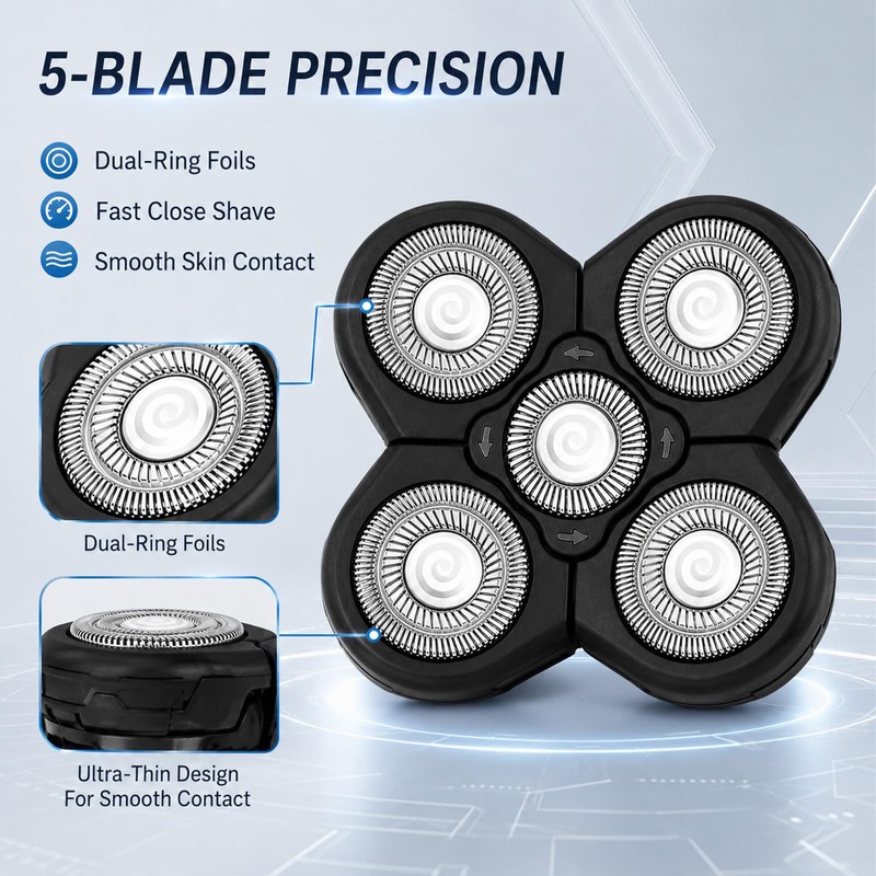 5-Head Electric Shaver Replacement Blades, 2-Pack 5D Floating Razor Heads
