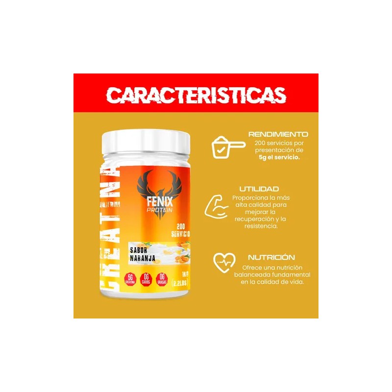 Fenix Protein Creatina Monohidratada 200 Servicios 1kg