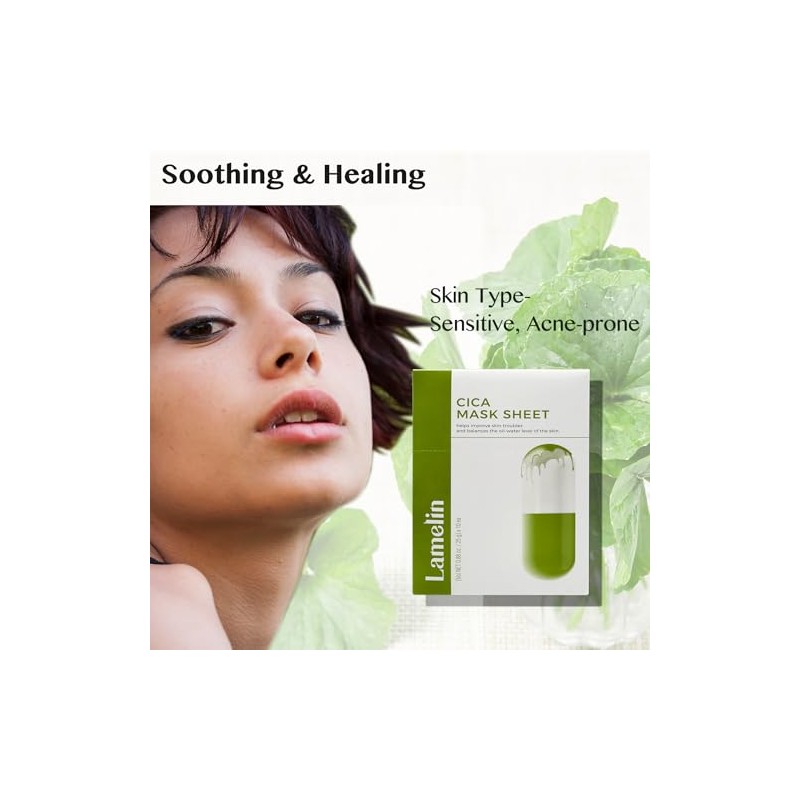 Lamelin Mascarilla De Tela Con Niacinamida Cica (Paquete De 10),