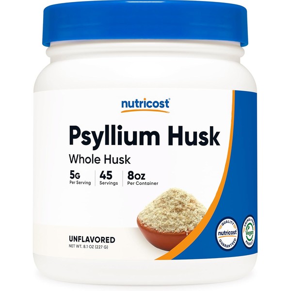 Nutricost Psyllium Whole Husk Powder (Flakes) 8.1oz - Gluten Free