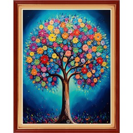 Foxhool Stamped Cross Stitch Kits,11CT Printed Cross Stitch Pattern Full Embroidery Kits for Beginner Needlepoint Kits-Colorful Tree 16x20 inch