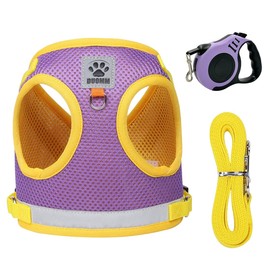 HAZMA 3-Piece Cat Harness Set, Cat Lead with Harness for Cats, Cat Harness with Lead, for Cats Dogs with 5 m / 16.4 Feet Cat Lead, Adjustable Cat Vest (Purple Series)