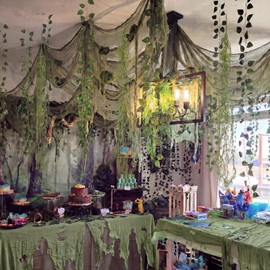 Thiccywoov 17 Pcs Green Monster Party Decoration Halloween Swamp Decor