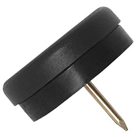 Adsamm® 4 x Plastic Gliders with Buffer and Nail / Black / Diameter 30 mm / Round / Furniture Gliders with Nail / Furniture and Floor Gliders