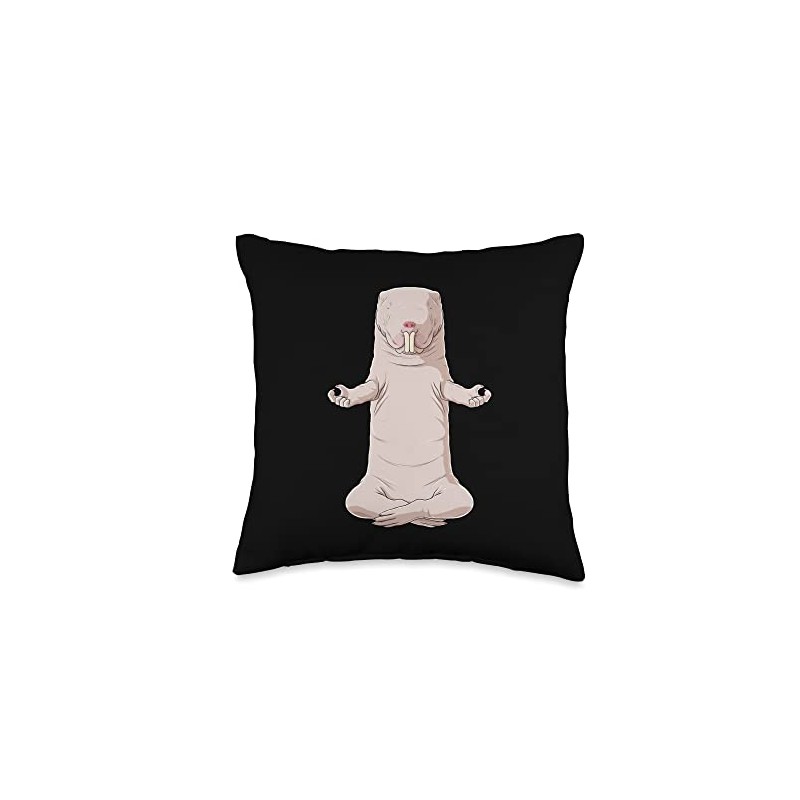 Funny Yoga Animal Naked Mole Rat Throw Pillow
