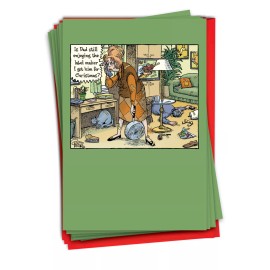NobleWorks 12 Funny Greeting Cards Set 5"x7" w/ Envelopes(1 Design) Label Maker Overload