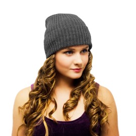 Entire Empire Grey Beanie Women Winter Hat Ladies - Cuffed Beanie Hat Knitted Cap Woolly Hats Beanies for Women for Golf Running Woolley Woollen (Grey)