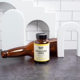 Health Hack Hangover Hero | Alivio de Resaca Avanzado | Con NAC, Cardo Mariano, Ácido Alfa Lipoico, Resveratrol, Jengibre y más | Recupera tu Energía y Bienestar Después de una Noche de Fiesta
