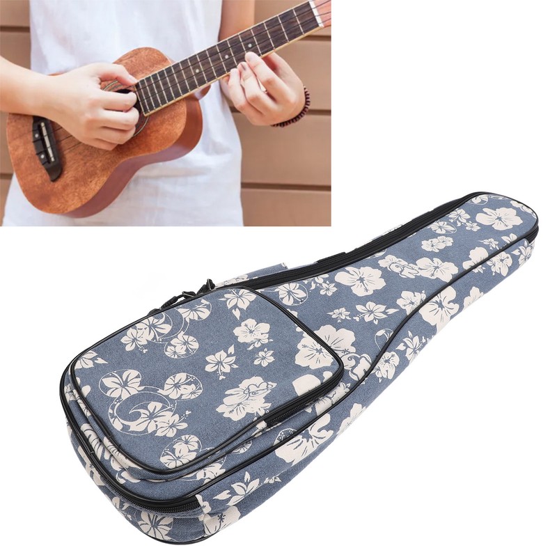 Ukulele Case Backpack Hawaiian Hibiscus Flower Pattern Thickened Ukulele Padded