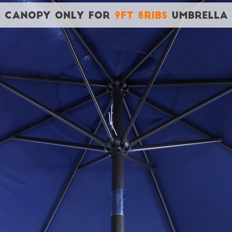 Blissun 9ft Patio Umbrella Replacement Canopy, Market Umbrella Top, Outdoor