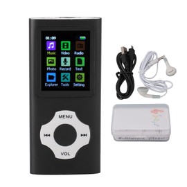 MP3 Player HiFi Lossless Rechargeable 1.8in TFT Screen Portable Music Player with Electronic Book Radio Recorder Black Plus 8GB Card