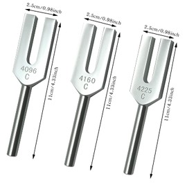 Angel Tuning Fork Set 4096 Hz 4160 Hz 4225 Hz for Crystal Clearing Angel Tuners Clear Space Wooden Hammer and Velvet Bag Sound Therapy, Healing, Meditation Musical Instrument, Balancing, Vibration