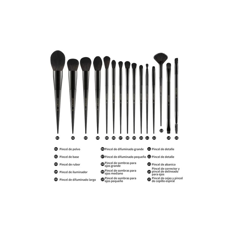 Juego De Brochas De Maquillaje Profesional Docolor, 15 Uds. Color