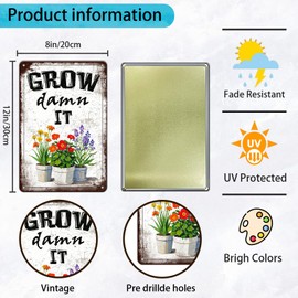 KIYOYO Vintage Grow Damm It Garden Metal Tin Sign 8x12 Inch Garden Metal Poster Funny Garden Rules Tin Sign Home Kitchen Garden Patio Yard Garden Shed Restaurant Bathroom Are Wall Decor