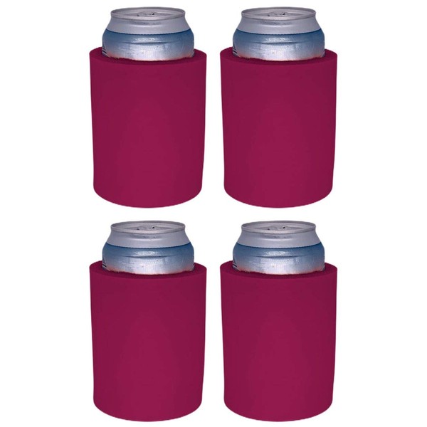 Blank Thick Foam Old School Can Cooler (4 Pack, Fuchsia)