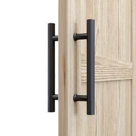 JUBEST 12" Push Pull Barn Door Handle, Double Side H Shape Sliding Door Handle, Heavy Duty Swing Door Handle, Matte Black
