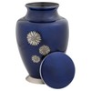 Flowers of Peace Cremation Urn for Ashes, Brass, Blue Urn,