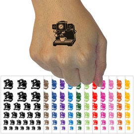 Espresso Machine Coffee Temporary Tattoo Water Resistant Fake Body Art Set Collection - Light Green (One Sheet)