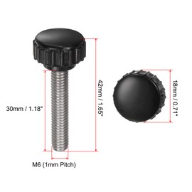 QUARKZMAN Pack of 8 Thumb Screws with Thread M6 x 30 mm x 18 mm Round Head Screw Stainless Steel 304 Round Handle Bolt Clamping Buttons 18 mm Hand Buttons Thumb Screws Tension Screw for Industrial