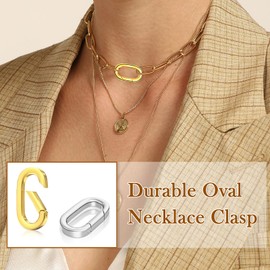 8PCS Oval Clasp Carabiner Necklace Connector Stainless Steel Spring Clasps Bracelet Closures Keychain Lock Clasps Necklaces Clips Key Ring Bracelets Shortener for Jewelry Finding DIY Making Kit (A22)