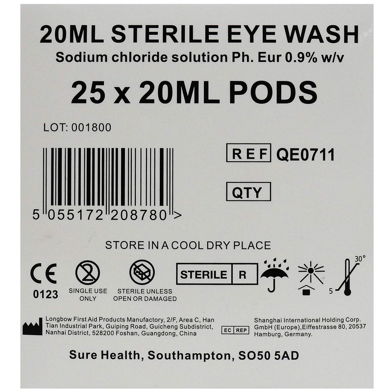 Qualicare Sterile Sodium Chloride First Aid Eyecare Eye Wash Solution