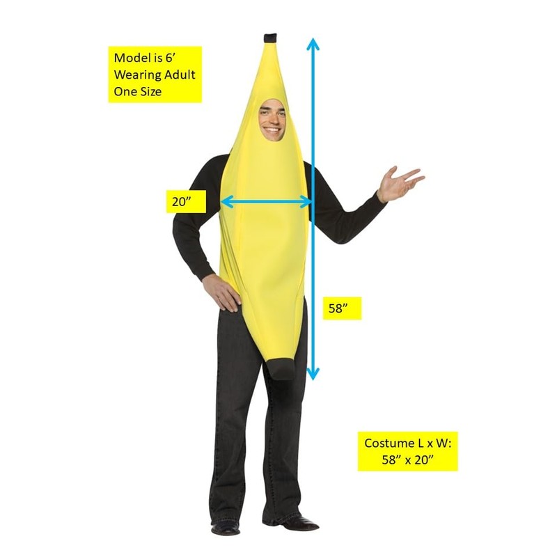 Rasta Imposta Lightweight Banana Costume, Yellow, One Size