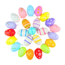 Kapokr Pack of 24 Easter Eggs for Hanging Outdoor Colourful Plastic Easter Eggs 4 x 6 cm Easter Eggs Decoration with Key Band, Easter Eggs for Easter Baskets, Easter Decoration, Easter Gifts, Children