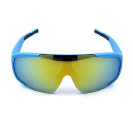 Kush Mens Exposed Mirror Lens Racer Shield Plastic Sunglasses Blue Orange Mirror