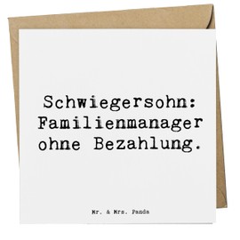 Mr. & Mrs. Panda Deluxe Karte Spruch Schwiegersohn Manager - Geschenk, Familienmanager, Hochwertige Klappkarte, Weihnachten, Glückwunschkarte,