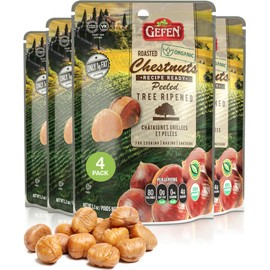 Gefen Organic Whole Peeled and Roasted Chestnuts, 5.2oz (4 Pack) | Chestnuts Peeled and Ready to Eat | Great for Cooking & Baking | Gluten Free | Kosher