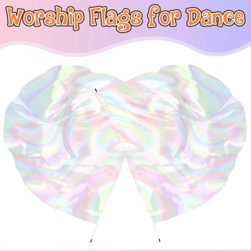 Seenelling 4 Pcs 31.5'' Kids Praise Worship Dance Flags with