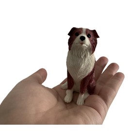 3.14" Small Resin Border Collie Figurine Gifts, Dog Memorial Gifts, Dog Figurines, Car Decor, Collectible Border Collie Statue Figure Sculpture Gifts (Red white, L: 2.36"x W:1.57" x H: 3.14")