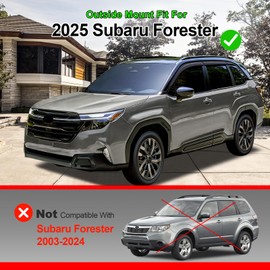 APILT Outside-Mount Window Visors Rain Guards for 2025 Subaru Forester Full-Size Wind Vent Deflectors Car Accessories Dark Smoke 6-Piece Set with Thicker