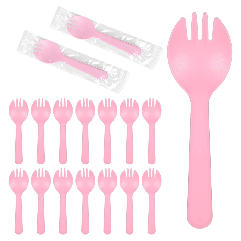 Hpmjz 500 Pcs Disposable Plastic Sporks Individually Wrapped Spoons 2