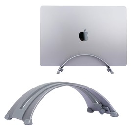 Psitek Adjustable Vertical Laptop Stand - 6061 Aluminum, CNC Precision, Anodized Finish, Fits All Laptops Including 17-inch, Ventilated Design, Anti-Slip Silicone Pads