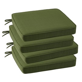 Supdurplus Outdoor Square Corner Seat Cushion, 18.5"x16"x3", Set of 4, Non Slip Seat Cushion Pads with Removable Cover for Patio Furniture, Garden Yard Lawn, Deep Forest Green