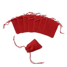 Fashewelry 100 Pack Red Drawstring Velvet Bags 1.97x2.76" Wedding Party Favor Jewelry Candy Storage Present Packaging Small Pouches