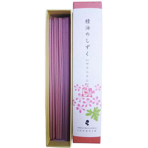 Awaji Baikaundo Incense Stick, Essential Oil Drops, Geranium (0.3 oz (8 g) #181 (1)
