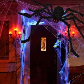 200" Halloween Spider Web & 59" Giant Spider Decorations