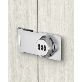 Cabinet Password Hasp Locks, Barn Door Lock, Office File Cabinet Lock, Household Security Combination Latch Lock for Locker, Fence, Bathroom, Outdoor,Mailbox, Garden (Silver-1Pc)