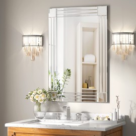 GOAND Decorative Mirror - 35"x24" Gorgeous Silver Mirror for Wall Bedroom, Bathroom, Living Room and Dining Room