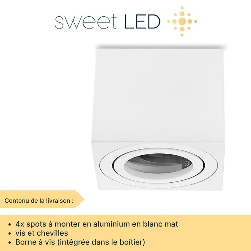 Sweet Led Ceiling spotlights, flat, surface-mounted spotlights, white, matt, surface-mounted