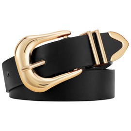 LEACOOLKEY Women's Fashion Leather Belt Ladies Casual Formal Waist Belts for Jeans Dress Pants