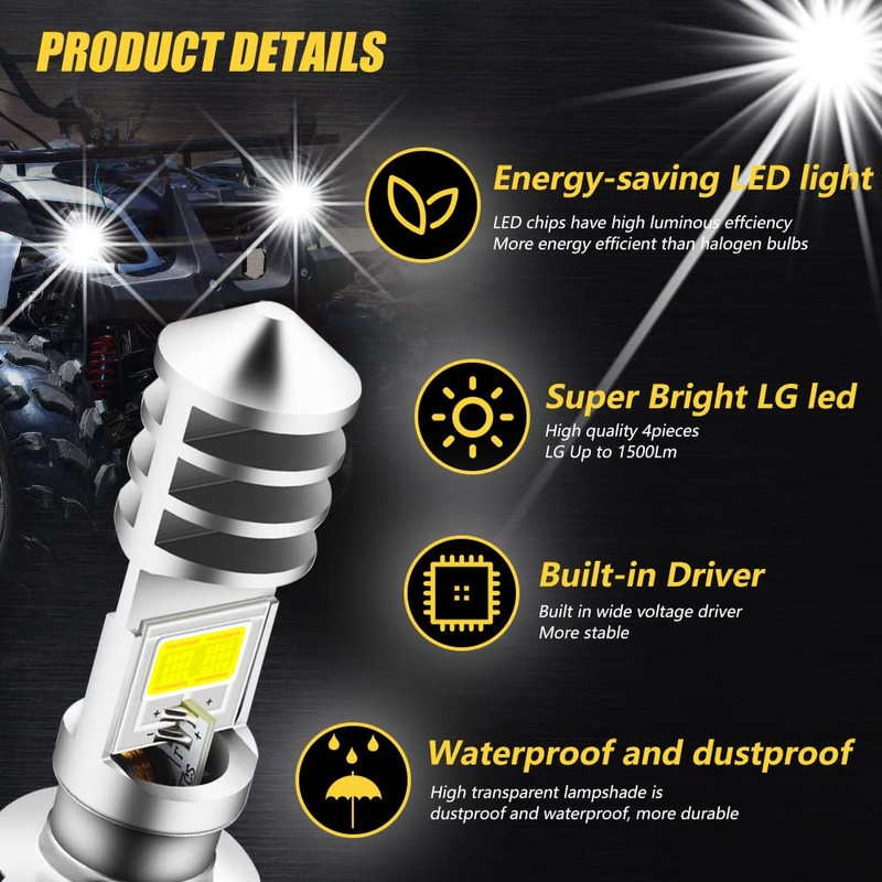 Vooda H6M LED Bulb AC/DC 12-48V P15D Hi-Lo Beam White