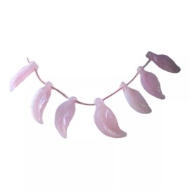 Unbranded Carved Rose Quartz Leaf Briolette Bead 8 inch Strand | 34x14x6mm |