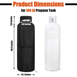 Hengme 100 LB Propane Tank Cover - 600D Dustproof and Greaseproof Oxford Cloth Protective Cover with Waterproof Zipper for Easy Valve, Suitable for 100 lb Propane Tanks, Black