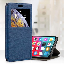Invisible Magnetic View Window PU Leather Flip Case Compatible with Doro 1880 4G, Smart Clear Display Cover with Full Protection (Blue)