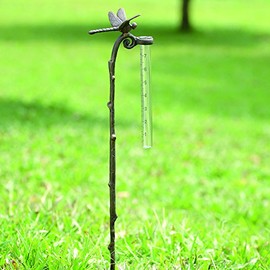 Rain Gauge Dragonfly Garden Stake - SPI Home Aluminum Gauge for Precipitation