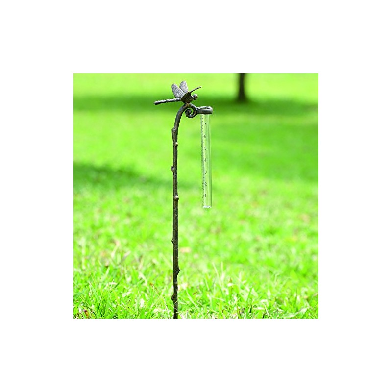 Rain Gauge Dragonfly Garden Stake - SPI Home Aluminum Gauge